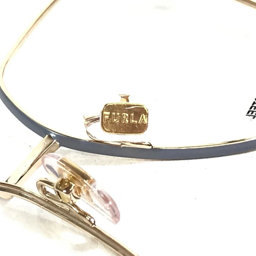 Furla Eyeglasses Frames VFU835 COL.0E91 Blue Gold Butterfly Wire Rim 54-16-140